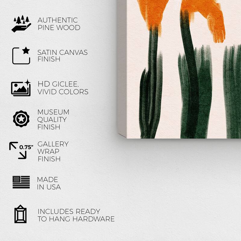 Wynwood Studio Canvas Abstract The Farmer s Flowers Orange Modern & Contemporary Wall Art Canvas Print