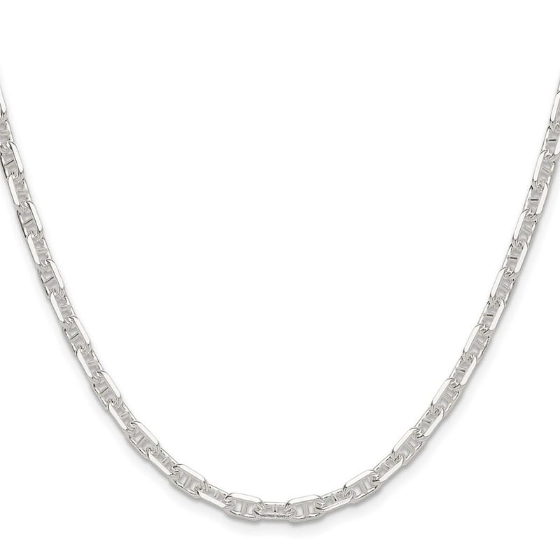 Curata 925 Sterling Silver 3-dimensional 4.75mm Anchor Mariner Chain Necklace for Men