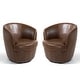 preview thumbnail 9 of 56, 2 Set Faux Leather Club Swivel Barrel Accent Chair