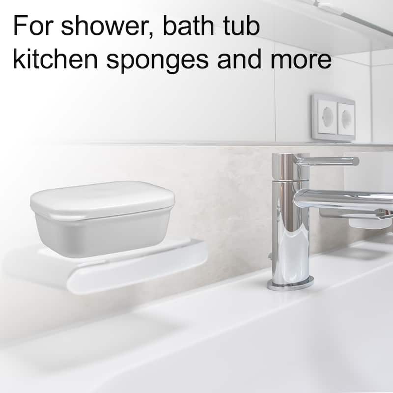 Soap Dish Keep Soap Dry Soap Cleaning Storage for Home Bathroom Kitchen - White