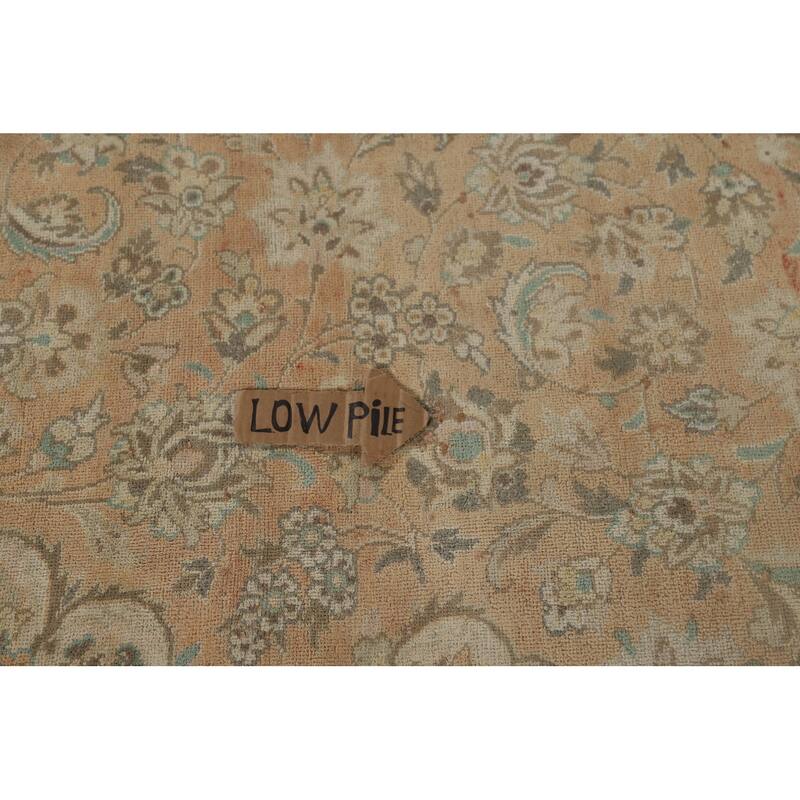 Distressed Kashan Vintage Persian Area Rug Hand-Knotted Wool Carpet - 9'8" x 13'0"