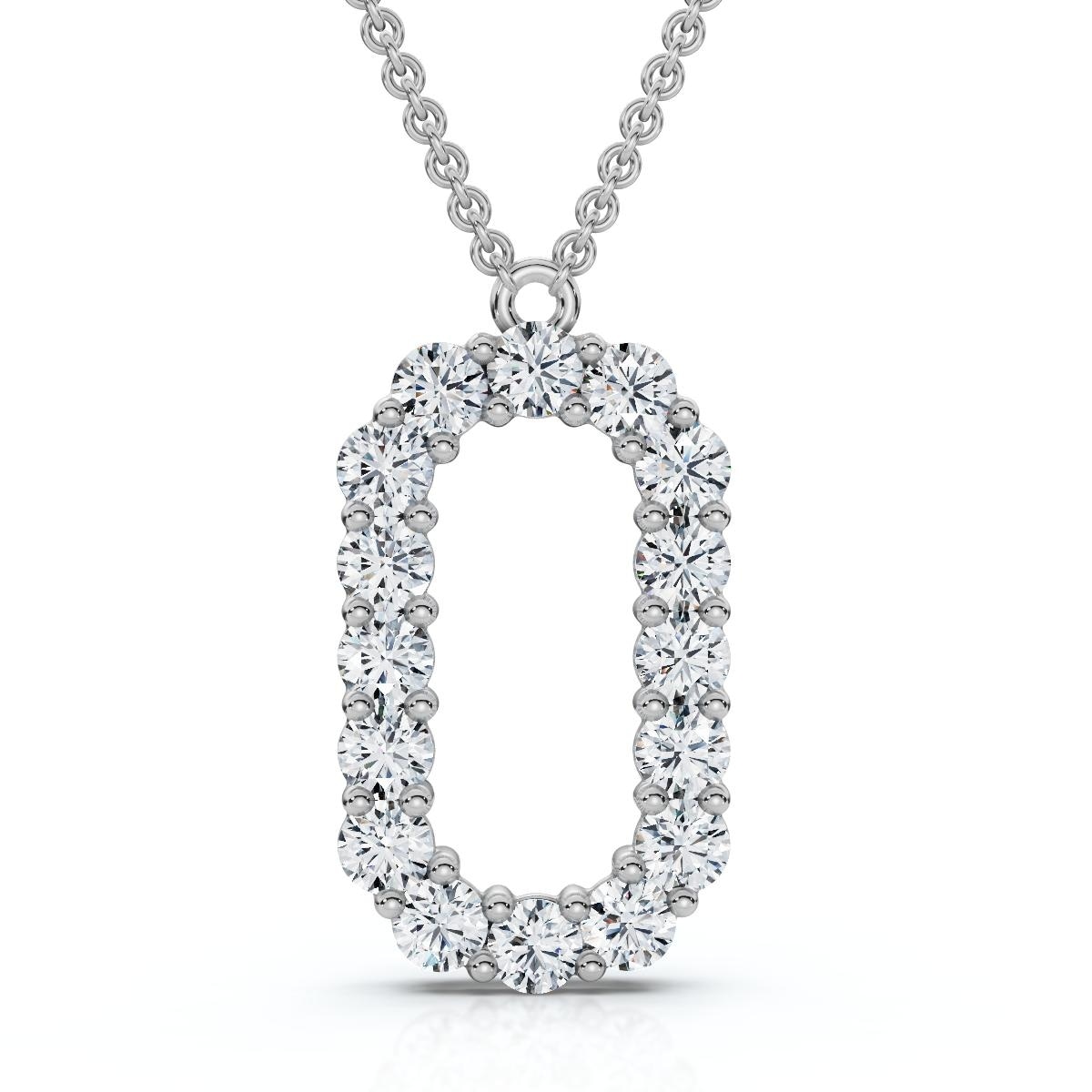 Bliss Diamond 1Ct Diamond Initial "O" Pendant Gold 18" Necklace Lab Grown 5/8" Tall