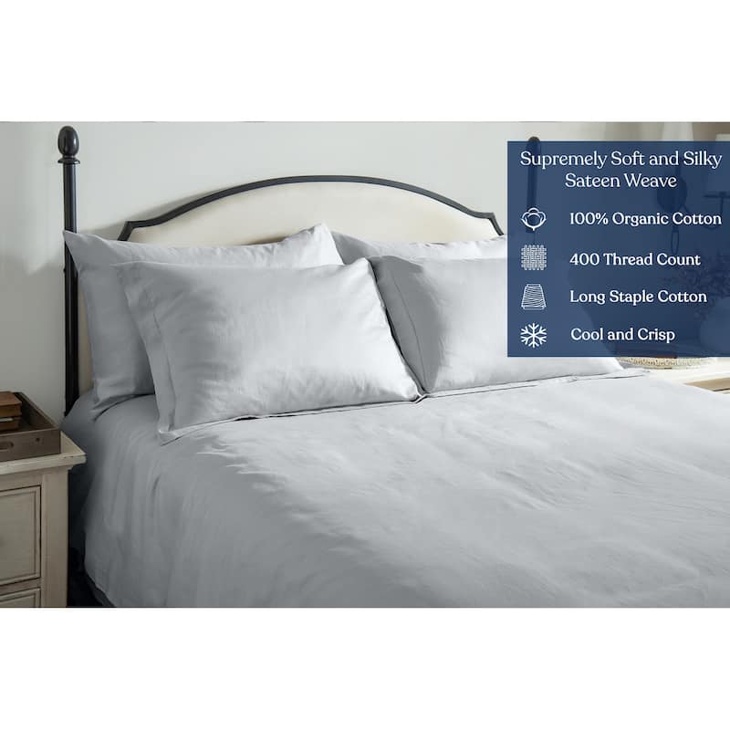 Delara GOTS Certified 100% Organic Cotton Bedding Bundle, Long Staple Cotton, Ultra Soft, Moisture-Wicking, Smooth & Breathable