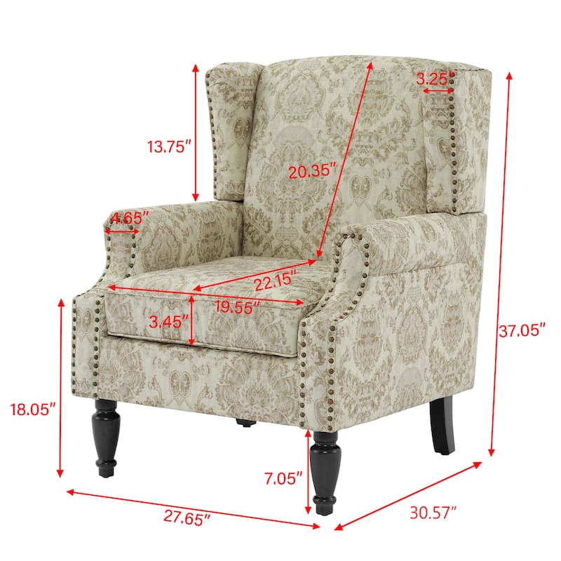 Set of 2 Patterned Upholstered Accent Chair for Living Room