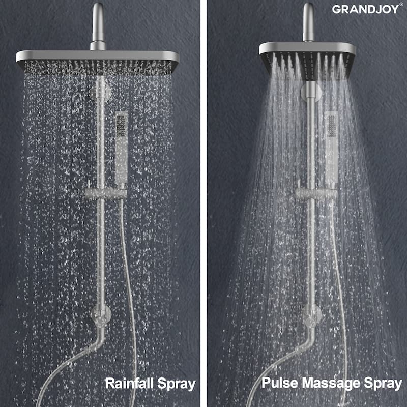GRANDJOY 12" Rainfall Shower Head 3-Function Shower System with Adjustable Handheld Spray