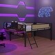 preview thumbnail 28 of 33, Full Size Led Loft Bed Frame Double Bed with Rectangular Desk, Led Lights, With Storage Shelves And Hanging Storage