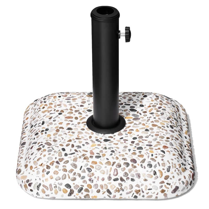 Crestlive Outdoor Patio Market Pole Umbrella Base Stand Holder Square - COBBLE STONE without wheels