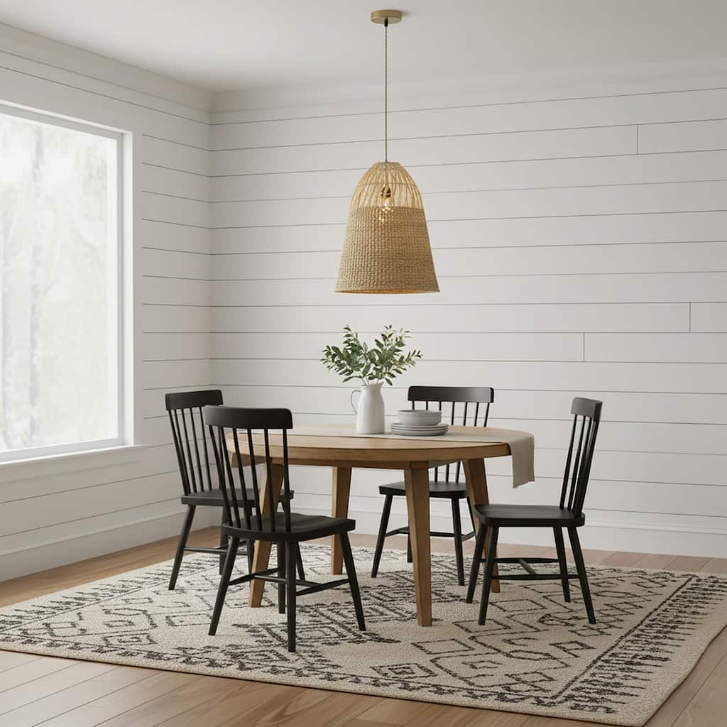 Willa 1-Light Rattan Bell Pendant, Coastal Boho - Handwoven - 16" Wide