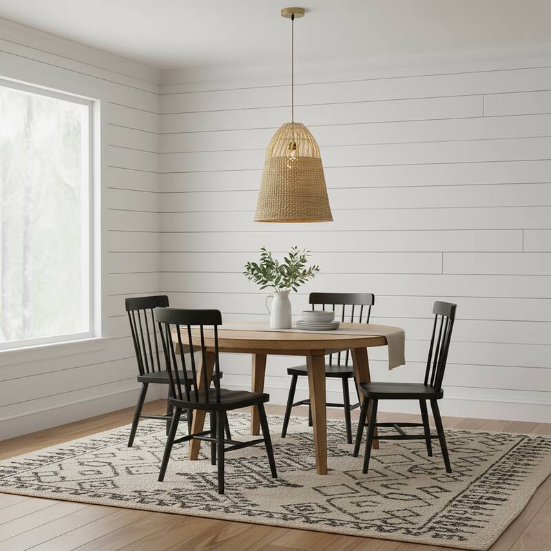 Willa 1-Light Rattan Bell Pendant, Coastal Boho - Handwoven - 16" Wide