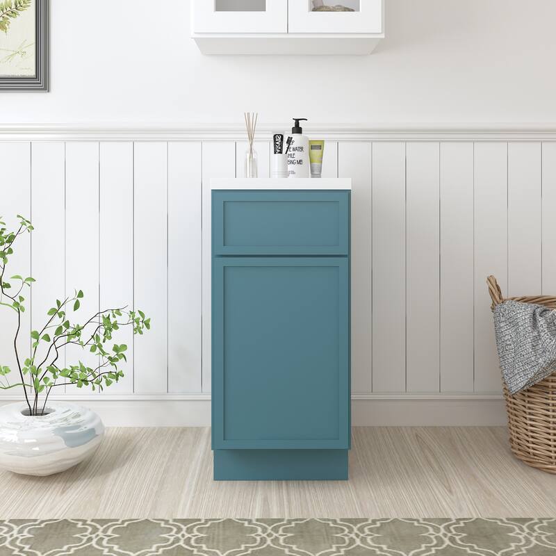 Vanity Art 15" Freestanding Single Base Storage Cabinet with Soft Close Door - Sea Green