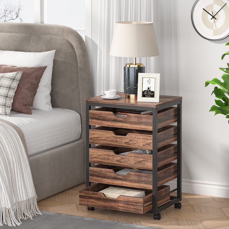 5-Drawer Chest & Wood 7 Drawer Storage Dresser Cabinet