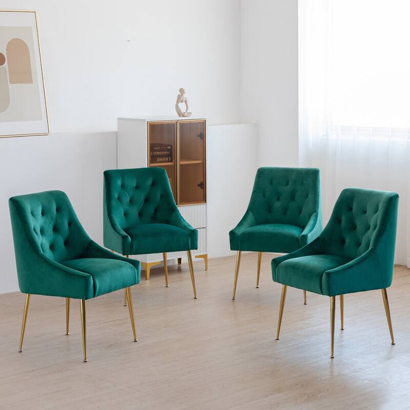 XINMICS Mid-Century Modern Velvet Dining Chair, Upholstered Parsons Chair, Set of 2