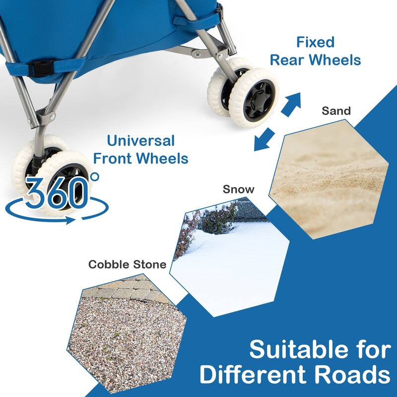 Costway Folding Shopping Cart Utility w/ Water-Resistant Removable