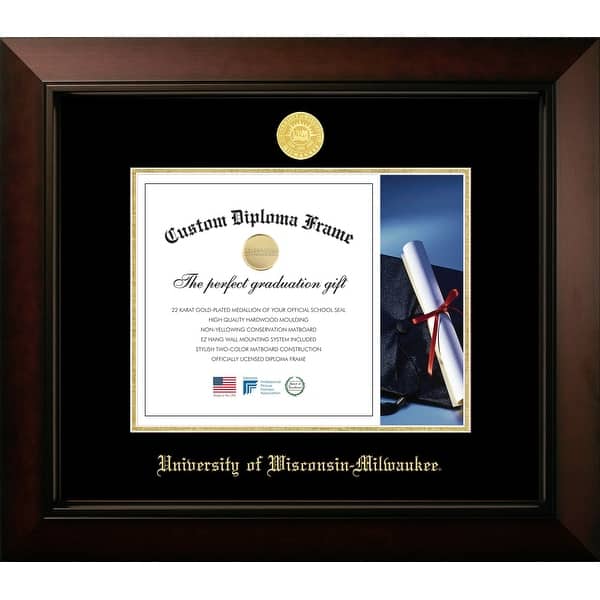slide 2 of 3, Wisconsin, Milwaukee 10w x 8h Legacy Diploma Frame