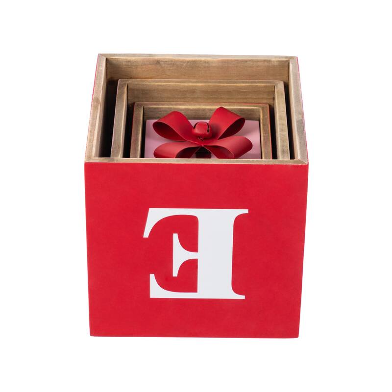 Glitzhome 25"H Valentine's Wooden Double-Sided XOXO & LOVE Boxed Porch Decor