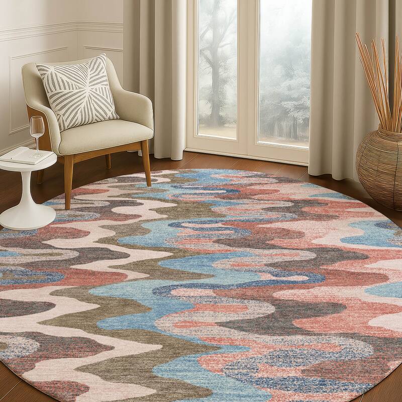 Machine Washable Indoor/ Outdoor Modern Mason Chantille Rug