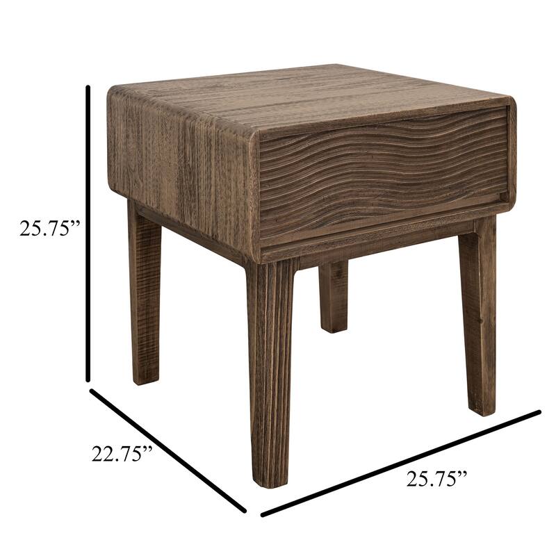Oly Side End Table, 1 Drawer, Rustic Natural Brown Melina Wood 23 Inch