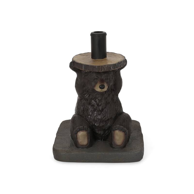 Fenley Bear Umbrella Base by Christopher Knight Home - 13.5" W x 13.5" D x 18" H - Dark Brown