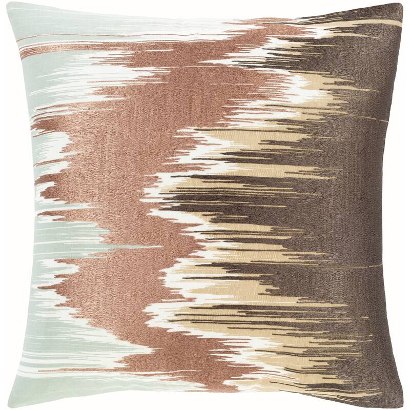 Lena Modern Hand-Embroidered 20-in Poly or Feather Down Throw Pillow - Polyester - Brown