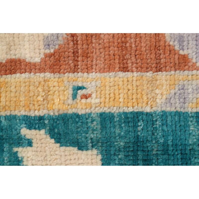 Hand Knotted Oriental 100% Wool Carpet Transitional Floral Green Oushak Area Rug - 8' 9'' X 5' 0''