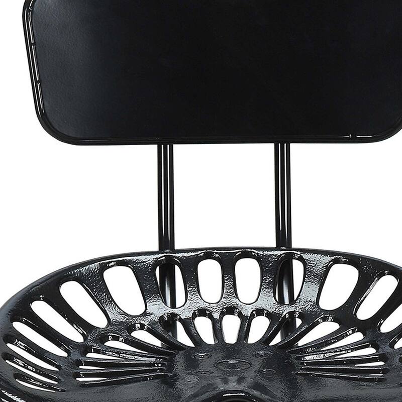 47" Black Low Back Adjustable Height Bar Chair With Footrest - 18.5