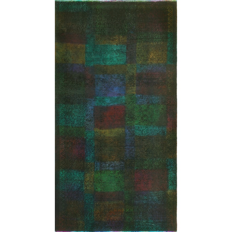 Vintage Rainbow-Dye Mauricio Purple/Green Rug - 3'9" x 7'1"