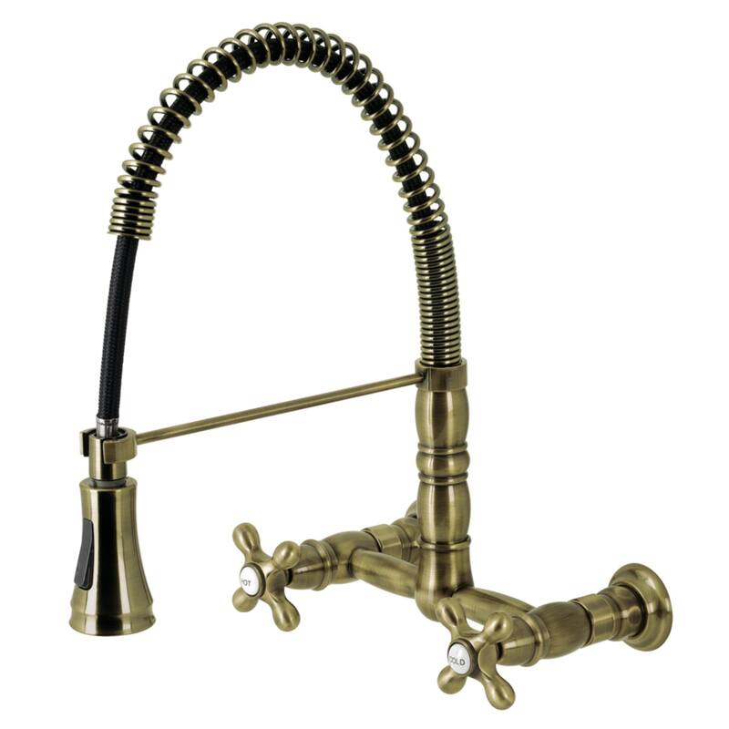 Heritage Two-Handle Wall-Mount Pull-Down Sprayer Kitchen Faucet
