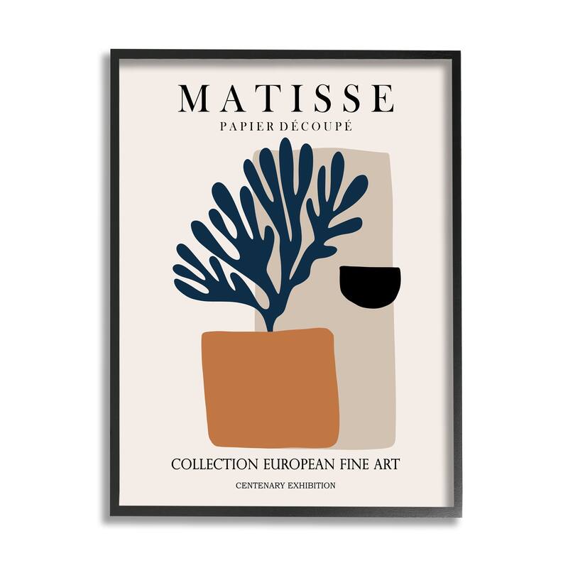 Stupell Geometric Shapes Floral Botanicals Neutral Matisse Design Framed Wall Art - Orange