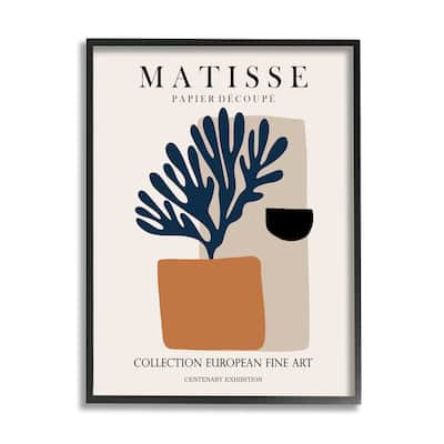 Stupell Geometric Shapes Floral Botanicals Neutral Matisse Design Framed Wall Art - Orange