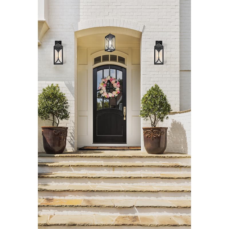 Oaklyn 1 Light Medium Wall Lantern Matte Black with Clear Glass