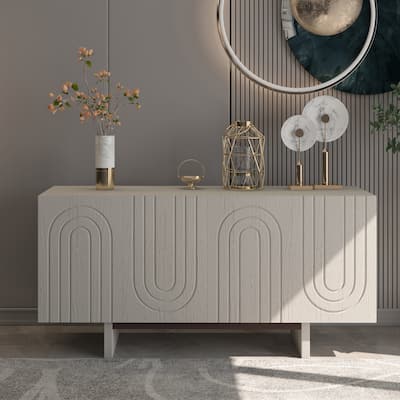 Clihome 63" Modern Buffet Accent Storage Cabinet with 4 Door