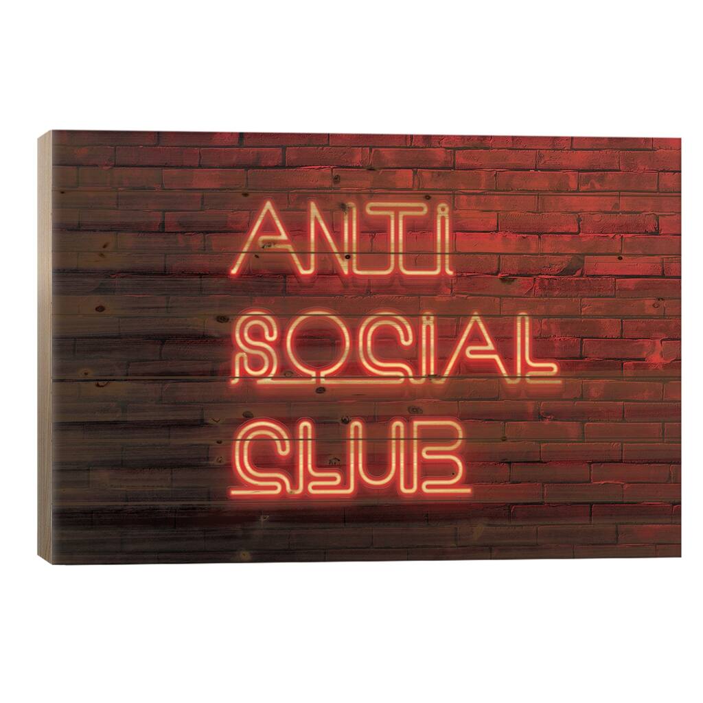 Anti Social Club Print On Wood by Philippe Hugonnard - Multi-Color