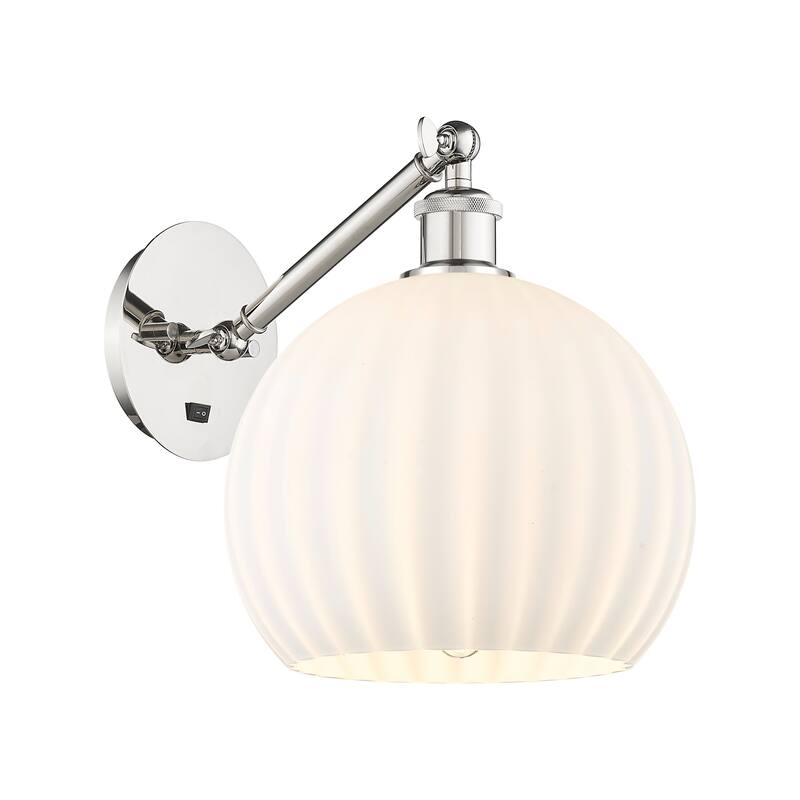 Innovations Lighting Endless Possibilities Ballston - White Venetian - 1 Light 10" Adjustable Sconce - Arm Adjusts Up and Down - White Venetian/Polished Nickel