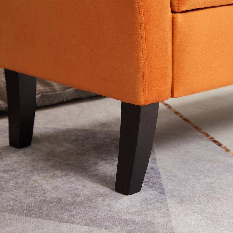 Bed Storage Bench with Curved Arms and Solid Wooden Legs