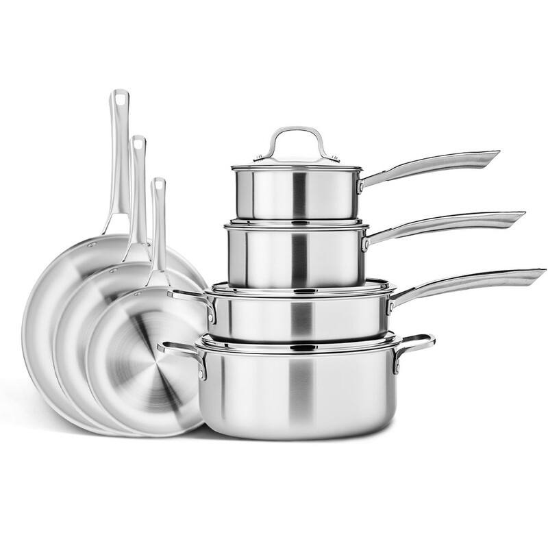 Stainless Steel Cookware Set Tri-Ply Pots And Pans Set With Lids