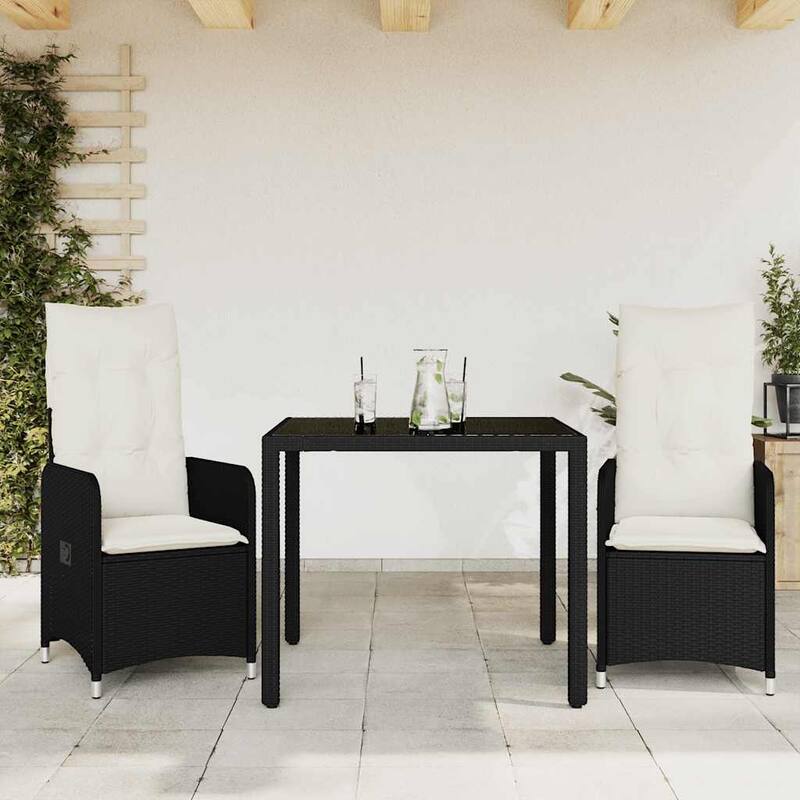 vidaXL Bistro Set Black - 21.5 x 23.0 x 36.2 - Black Without footrest 2-Seater