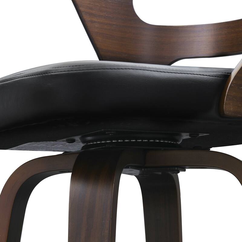 LUE BONA 26"H Modern Walnut Swivel Counter Height Stools, Bar Stools with Backs Set of 3 - 26" H