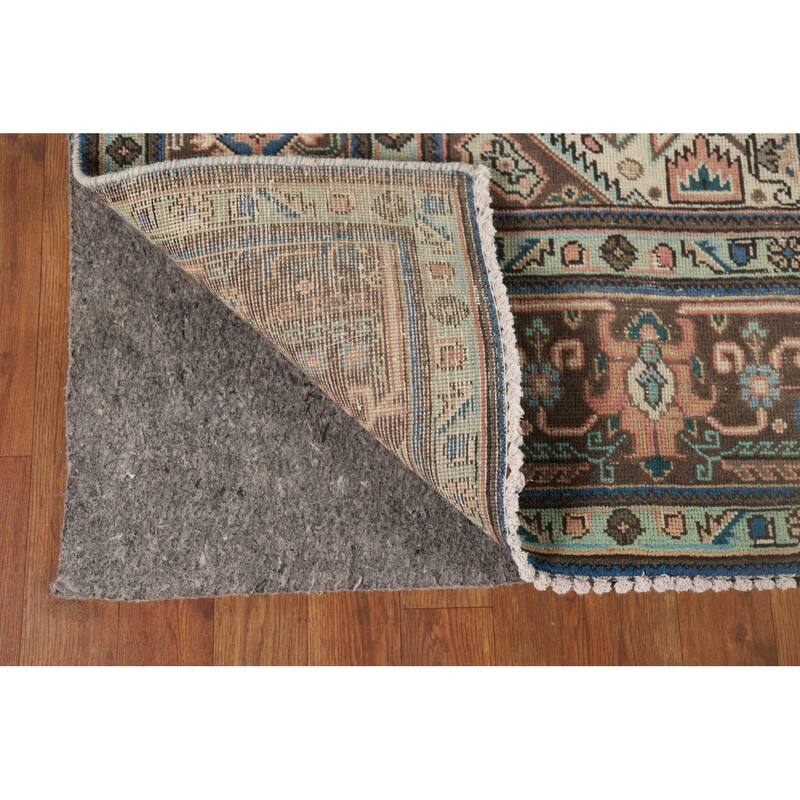 Geometric Tabriz Vintage Persian Area Rug Hand-Knotted Wool Carpet - 6'8" x 9'10"