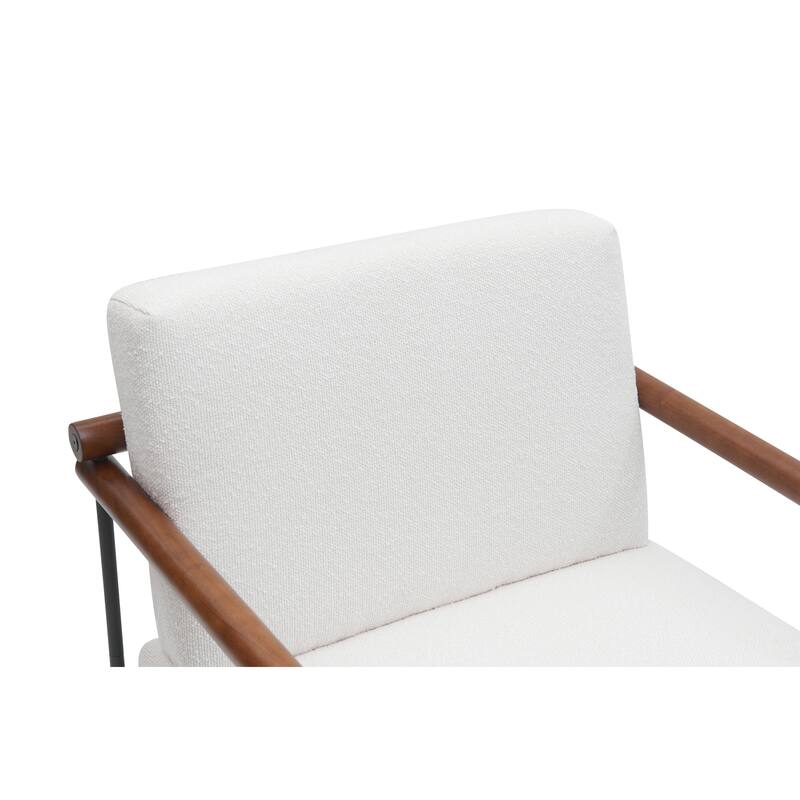 Modern Boucle Accent Armchair - Comfortable Upholstered Lounge Chair with Curved Armrests, Stylish Minimalist Chair