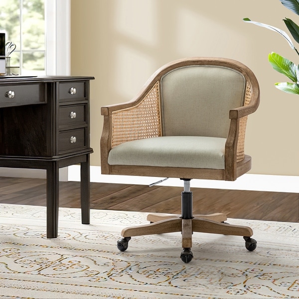 Danilo Farmhouse 360 Degree Swivel Height Adjustable Rattan