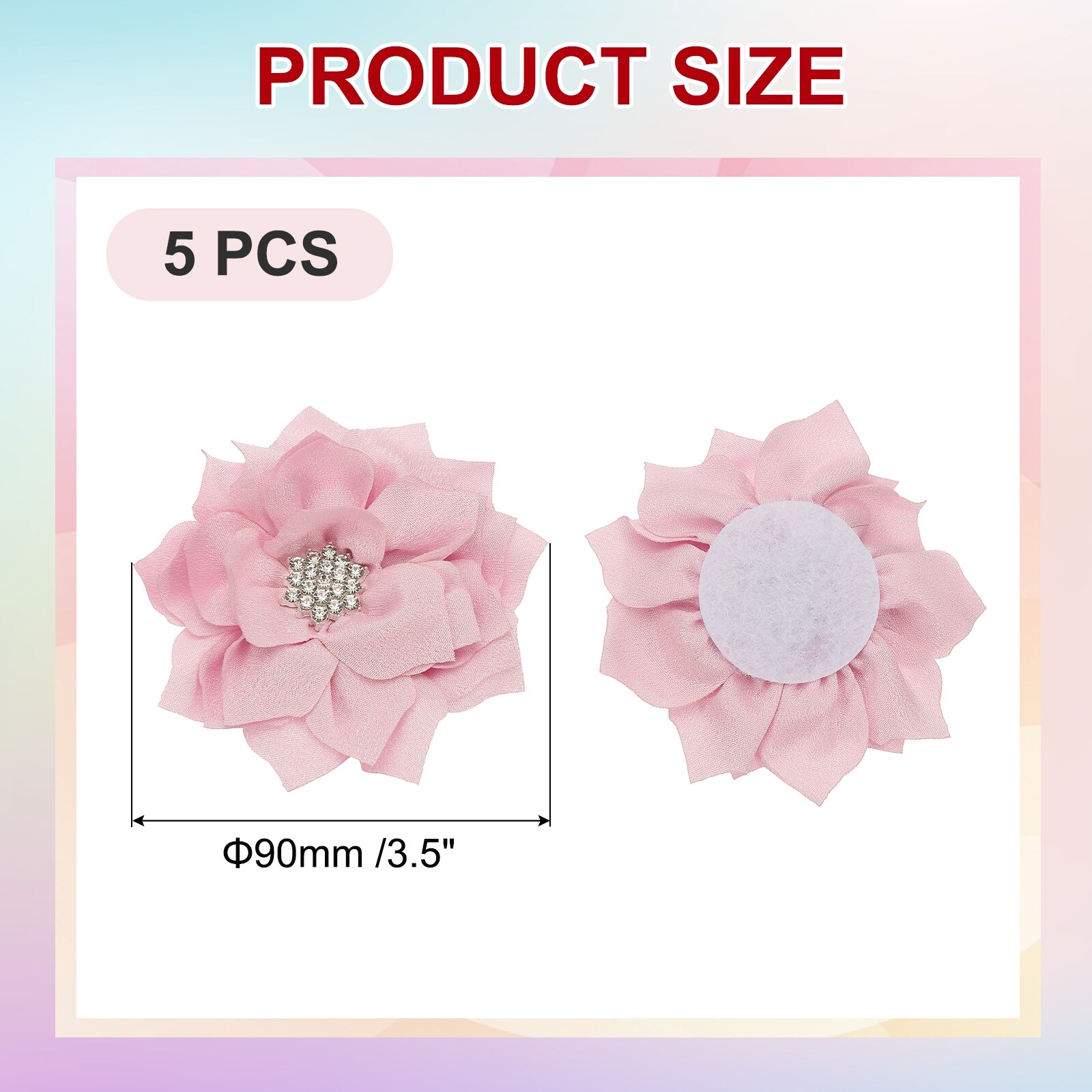 Rhinestone Pearl Chiffon Flower, Sewing Fabric Appliques for DIY Craft Clothing Headbands Party Decoration