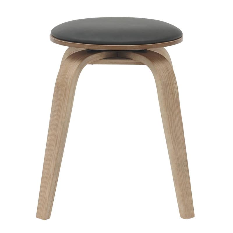 Pelya Minimalist Modern Round Counter Stool with Leather Seat & Poplar Wood Frame 360° Swivel Kitchen Bar Stool