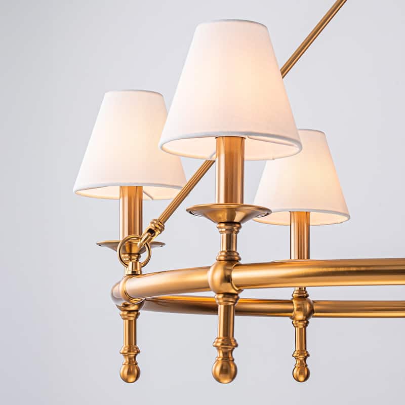 Vintage Chandelier 6-Light Classic Pendant Fixture with White Shades for Elegant Interior Lighting