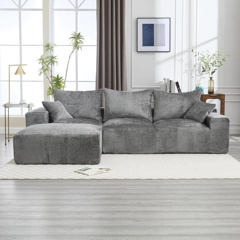 Stylish L-Shaped Sofa,Soft Fabric,Deep Seat and No Assembly