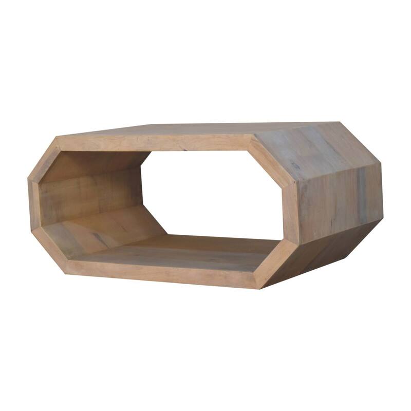 Artisan Furniture Solid Wood Hexagonal Marble Coffee Table