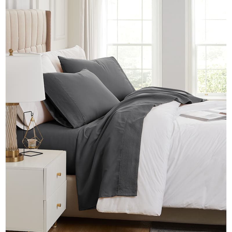 Vilano 21-inch Extra Deep Pocket 4-Piece Bed Sheet Set with Pleated Hem - Twin - Slate