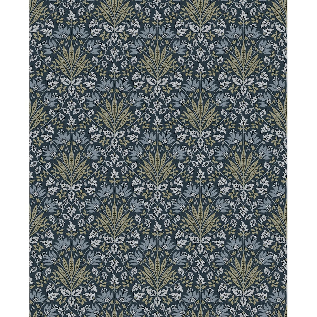 Chris Loves Julia x A-Street Prints Woodbury Navy Floral Damask Wallpaper