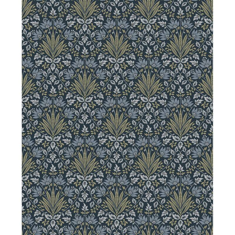 Chris Loves Julia x A-Street Prints Woodbury Navy Floral Damask Wallpaper