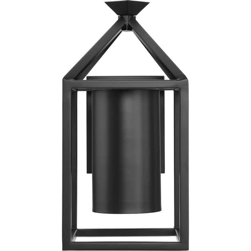 Stallworth Collection One-Light Matte Black Contemporary Outdoor Large Wall Lantern - 9 in x 11 in x 18 in