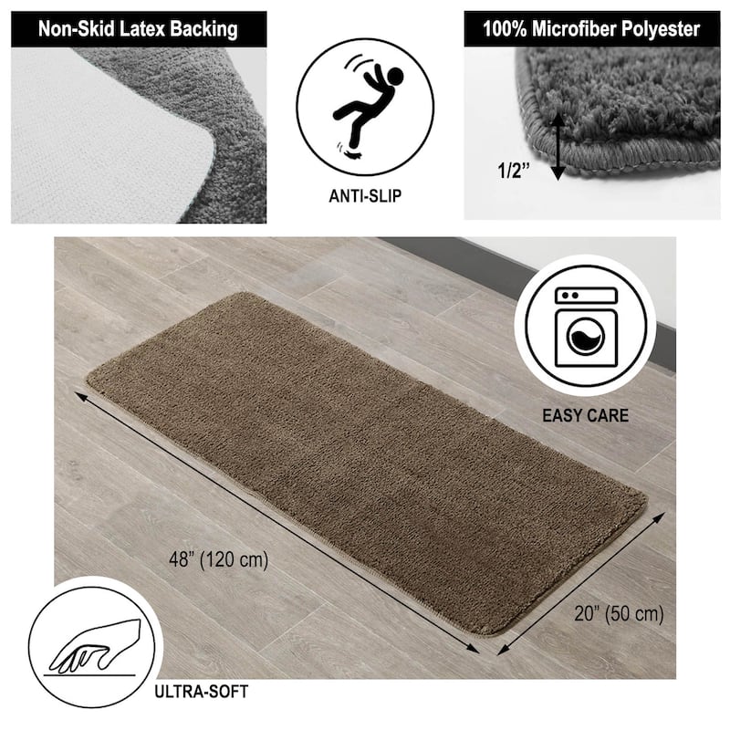 Microfiber Polyester Double Sink Bath Mat Runner - 48"L x 20"W